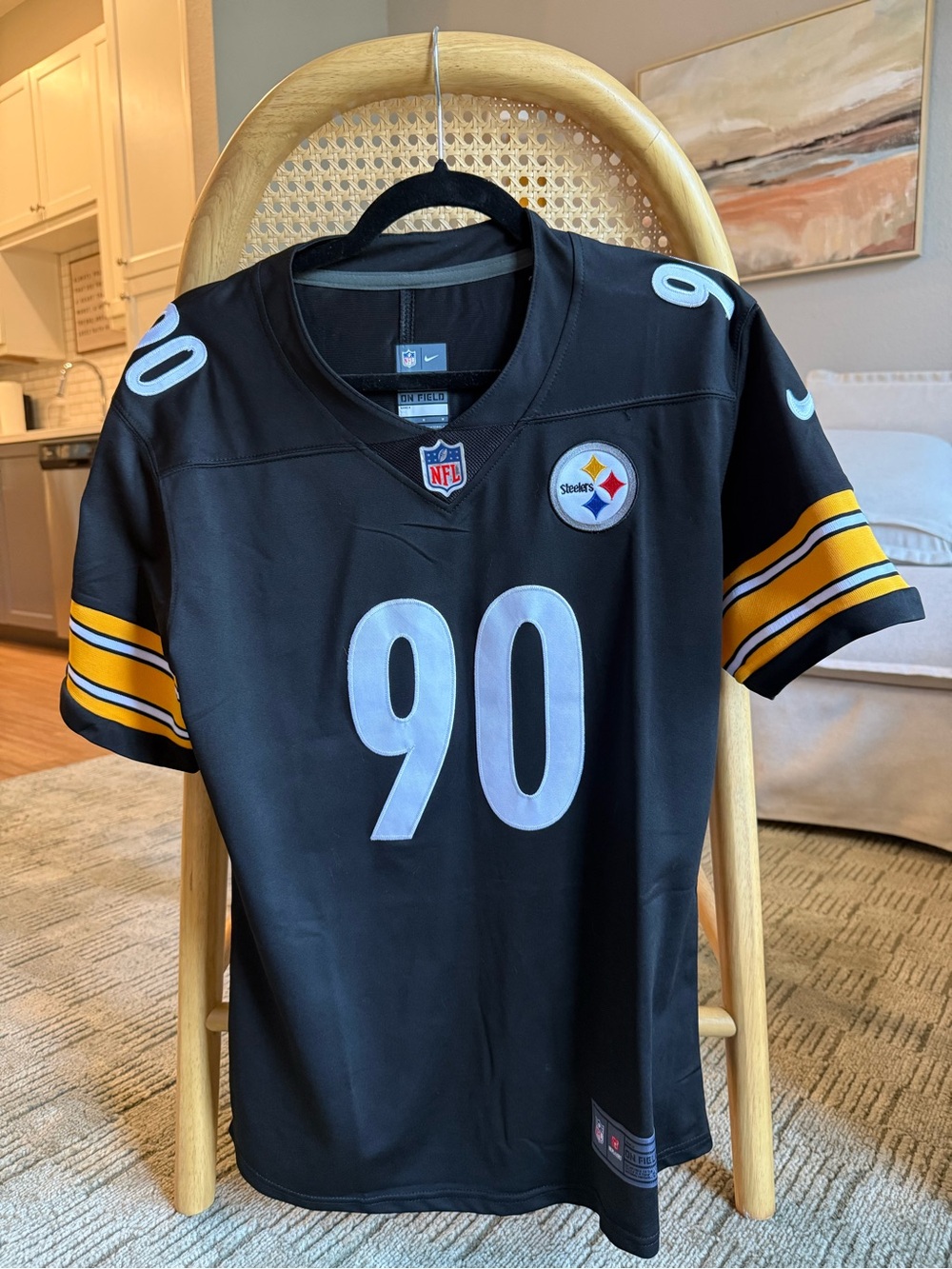 NFL Black On-Field Jersey with White and Gold Accents